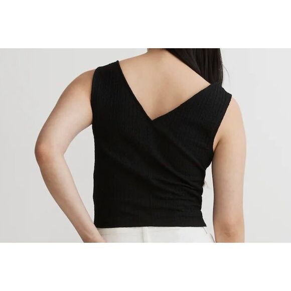 Madewell Ribbed Deep V Sweater Tank – Women’s Small Black Knit Top - Picture 2 of 10